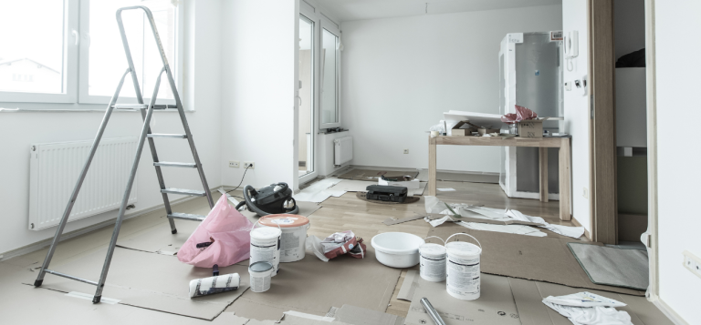 Home under renovation with a focus on builders risk policy coverage and protection