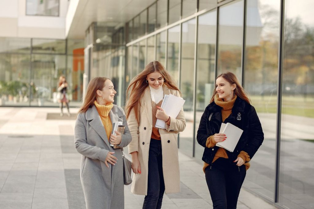 College students walking on campus, highlighting essential safety tips